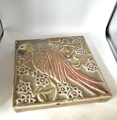 Rookwood Pottery #3077 Parrot Trivet Tile c1920 HEAVY! - Image 1 of 4