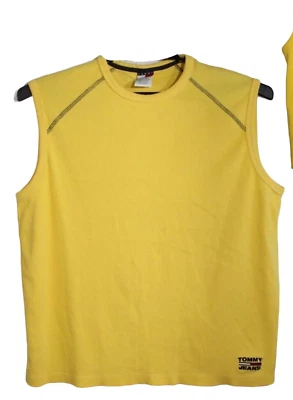 Top jersey vintage Tommy Jeans para hombre sin mangas amarillo talla L/G Foto 1 de 4