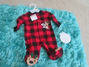 nwt * koala baby red/black plaid newborn christmas reindeer sleeper outfit - Picture 1 of 4