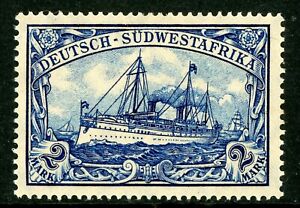 Niemcy 1911 Afryka Południowo-Zachodnia 2 marki niebieski jacht Wmk Scott # 32 w idealnym stanie E492