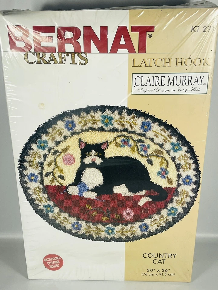 Bernat Latch Hook Rug Kit Country Cat KT271 Claire Murray 30 X 36