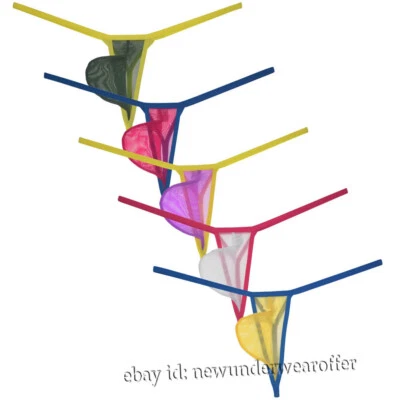 Men See-through Mesh G-string Extreme Micro Thong Underwear Diamond Back Tangas - Image 1 of 4