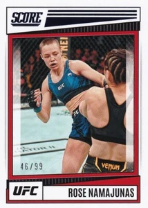 PANINI 2022 UFC CHRONICLES ROSE NAMAJUNAS #198 46/99 SCORE BLUE PARALLEL CARD - Picture 1 of 2