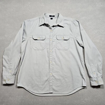 Chaps Corduroy Shirt Jacket Womens Large Ice Blue Lightweight Thin Wale Shacket - Image 1 of 4