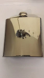 A26 Spaniel & Fasan English Pewter 6oz Edelstahl Flachmann mit Zinn  - Bild 1 von 1