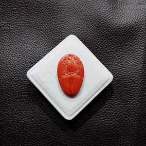 Coral Cabujón Piedras Preciosas Coral Natural Tallado Antiguo Japonés Momo Coral Suelto - Imagen 1 de 8