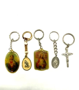 Lot Of 5 Religious Vintage Key Chains - Picture 1 of 7