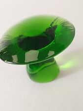 Vintage MCM Viking Glass Green Mushroom Paperweight 2.25 Inches x 3