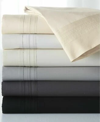 DONNA KARAN 510 SUPIMA ALGODÓN SATÉN 2 FUNDAS DE ALMOHADA KING ÉBANO (NEGRO) NUEVO EN PAQUETE $150 Foto 1 de 4