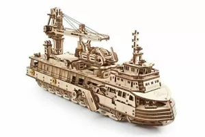 Mechanical UGEARS wooden 3D puzzle Model Research Vessel Construction Set - Picture 1 of 7