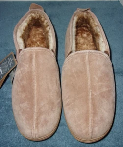 LAMO MENS BROWN SUEDE FUR LINED LOAFER SLIPPERS NWT SIZE 12M - Picture 1 of 6