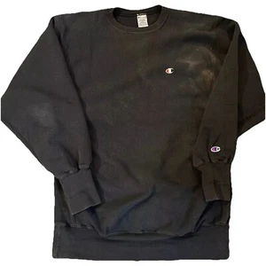 Vintage 90s Champion Black Reverse Weave Crewneck Sweatshirt Men 2XL Mexico Made - Picture 1 of 11