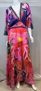 NWT Camilla 100% Silk Tropical Maxi Dress Embellished Rhinestones Size M - Picture 1 of 22