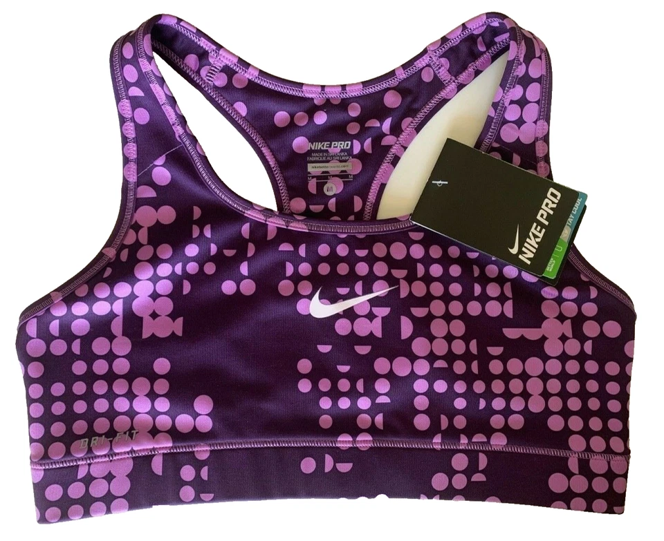 NEW! NIKE PRO [S] Women's DRI-FIT Yoga/Gym Sports Bra-Purple/Printed 522707-554 - Image 1 of 1