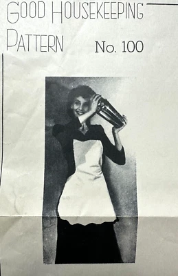 Vintage 1950s Cocktail Apron Pattern GOOD HOUSEKEEPING Pattern #100 One Size - Image 1 of 4