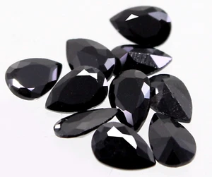 Natural 10 Pc Lot Australian Black Sapphire 6x4 mm Pear Shape Certified Gemstone - Picture 1 of 6