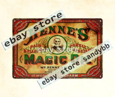 RENNES MAGIC OIL garage workshop metal tin sign metal garage shop wall decor - Image 1 of 4