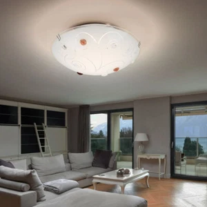 Plafoniera Vetro LED da Salotto Argento Dekorlinien Pietre Tondo - Foto 1 di 9