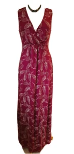 Laura Ashley Summer Maxi Dress Hummingbird print Size 14 pink V neck New - Picture 1 of 12