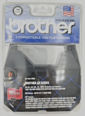 Brother 1230 Black 2 Correctable 1030 Film Typewriter Ribbons 2 Pack - Image 1 of 2