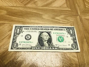 1 $ One 2017 Dollar Schein Star Note S/N K07815074 * Sammlerstück - Bild 1 von 8