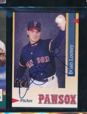  1995 Pawtucket Red Sox Pawsox Brian Looney signed auto autograph very tough