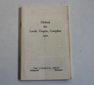 Ordinal for Lauds, Vespers, Compline 1971 Liturgical Press Book Catholic PB - Picture 1 of 11