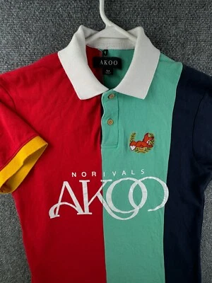 Camisa Polo Akoo Hombres Manga Corta Colorida Mediana Tejido Diseñador Urbano Rojo Verde Foto 1 de 4