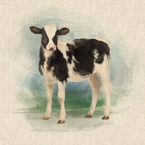 Paneles de cojín artesanales de tela rica en algodón aspecto lino criatura animal de campo vaca - Imagen 1 de 2