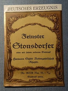 altes Flaschenetikett Schnapsetikett Etikett Feinster Stonsdorfer Schött Entwurf - Bild 1 von 2