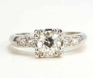 Antique 1920's European Diamond Engagement Ring Size 5.5 UK-K1/2 Plat EGL USA - Picture 1 of 14