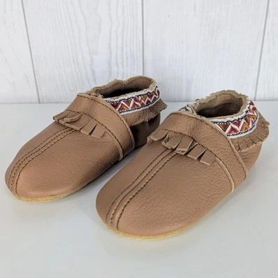 Minnetonka Moccasins Toddler Size 6 Leather Slipper Shoes with Elastic - Image 1 of 4