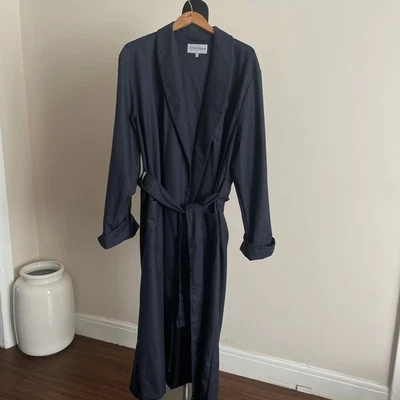 DEREK ROSE MENS DRESSING GOWN - Medium wool navy immaculate luxury Westminster  - Image 1 of 4