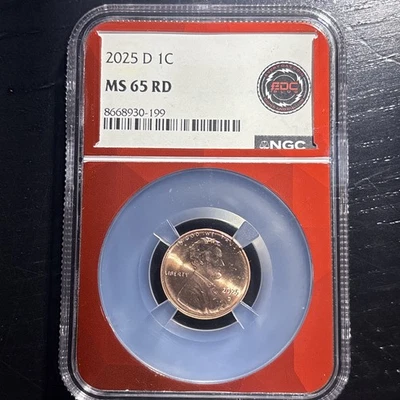 “LAST YEAR” 2025 D Shield Lincoln Cent. NGC MS65 RD RED CORE - Image 1 of 3