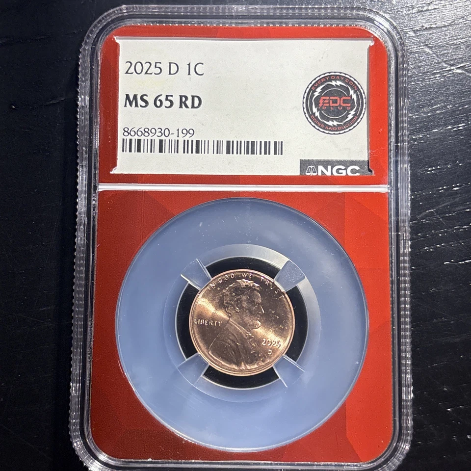 “LAST YEAR” 2025 D Shield Lincoln Cent. NGC MS65 RD RED CORE - Image 1 of 3