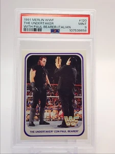 THE UNDERTAKER WITH PAUL BEARER 1991 TOPPS CHROME MERLIN ITALIAN PSA 9 Q4444 - Picture 1 of 2