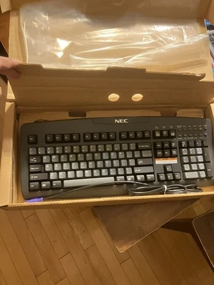 NEW IN BOX Gray NEC Vintage Mechanical Keyboard Model SK-1300 w/ Wrist Rest - Image 1 of 4