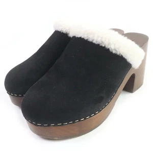 CHANEL G35368 Suede Coco Mark Metal Fittings Boa Sabo Sandals Clog Black 36C Mad - Picture 1 of 10