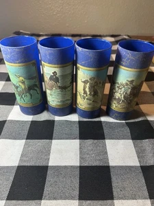 Retro 50er Jahre 4 Trinkgläser Mcm Reminton Russell Old West Benton Highball - Bild 1 von 15