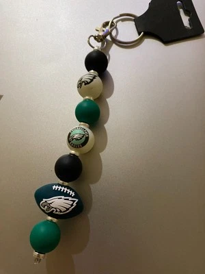 Philadelphia Eagles NFL Football Beaded Keychain/purse clip - Image 1 of 3