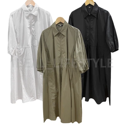 UNIQLO Nylon Dress S-3XL Light Gray/Black/Olive 3/4 Sleeve Women 479746 NWT - Image 1 of 4