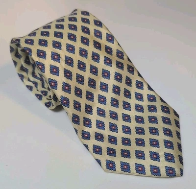 Галстук шелковый мужской Neiman Marcus 58 дюймов x 3,375 дюйма желтый синий красный геометрический - Изображение 1 из 4