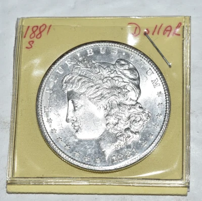 ONE (1) US MORGAN DOLLAR (1881-S) Brilliant Uncirculated, Sealed in Plastic - Image 1 of 3