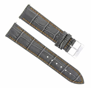 18MM ALLIGATOR ITALIAN LEATHER WATCH STRAP BAND FOR ROLEX GREY ORANGE STITCH - Picture 1 of 6