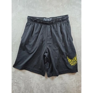 Nike Shorts Mens L Black Yellow Swoosh Basketball Retro Gym Athleisure CD7261 - Picture 1 of 9