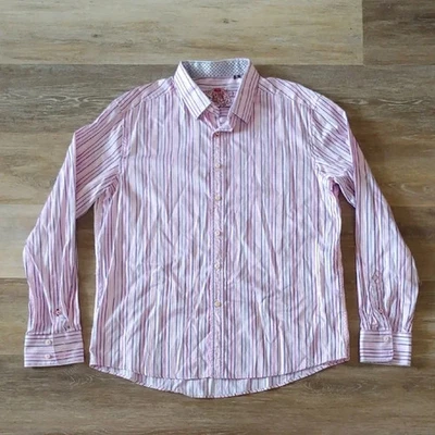 House Of Lords Striped Long Sleeve Button Down Shirt Flip Cuff Pink Size XXL - Image 1 of 4