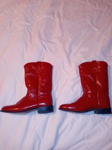Vintage ACME Women's Red Leather Western Boots Cowboy Cowgirl Rodeo Size 8 M - Picture 1 of 10