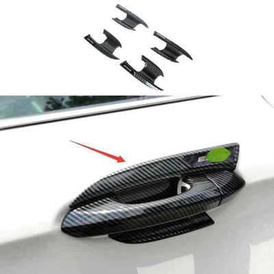 Cubierta de tazón de puerta lateral exterior hoja de fibra de carbono ABS para Ford Edge 15-21 4X Foto 1 de 4