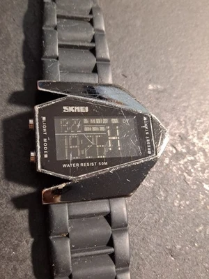 Vintage SKMEI JET AIRPLANE Shaped Quartz Digital Watch Runs As Shown! - Image 1 of 4