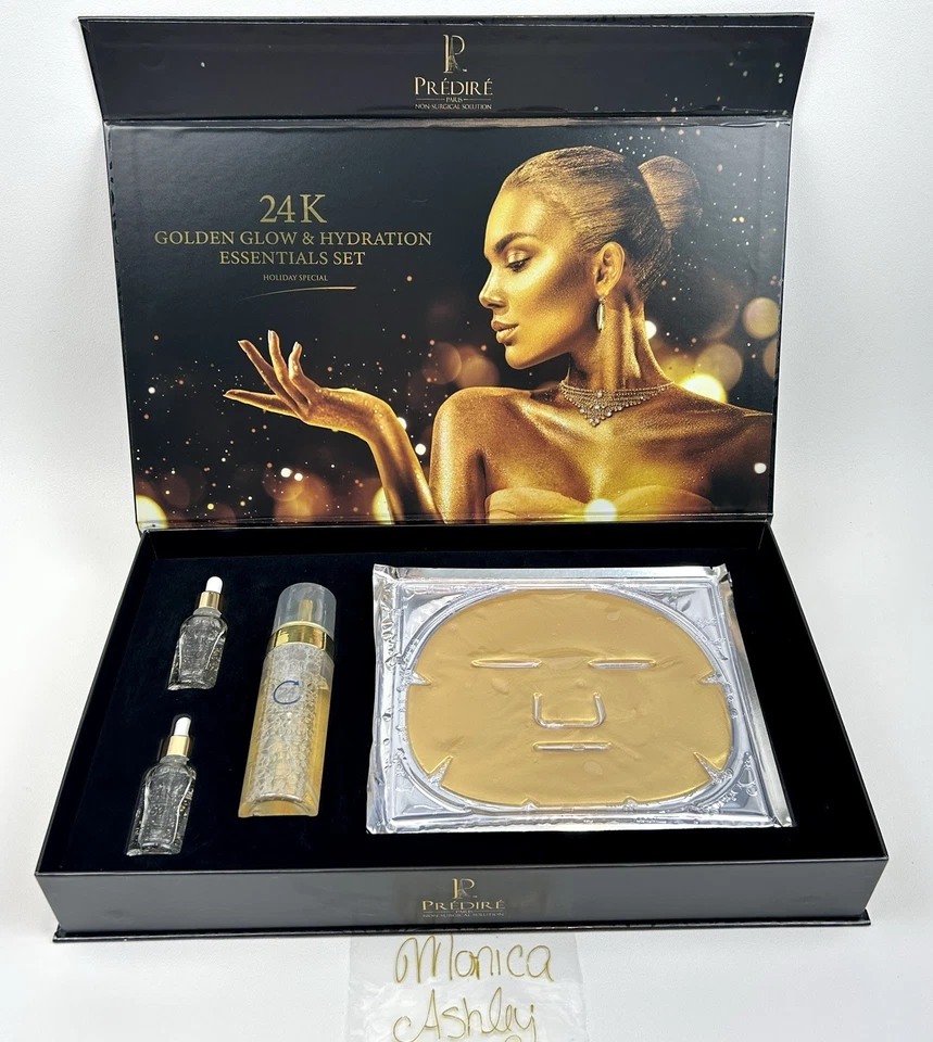 Nuevo Predire Paris 24K Golden Glow & Hydration Set Cuidado de la Piel Suero Limpiador Mascarillas Foto 1 de 4